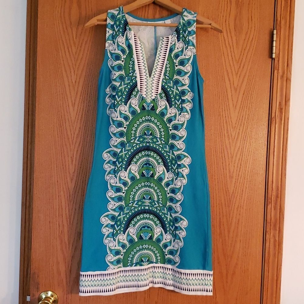 EUC New York & Company Summer Paisley Print Shift Dress Sz XS